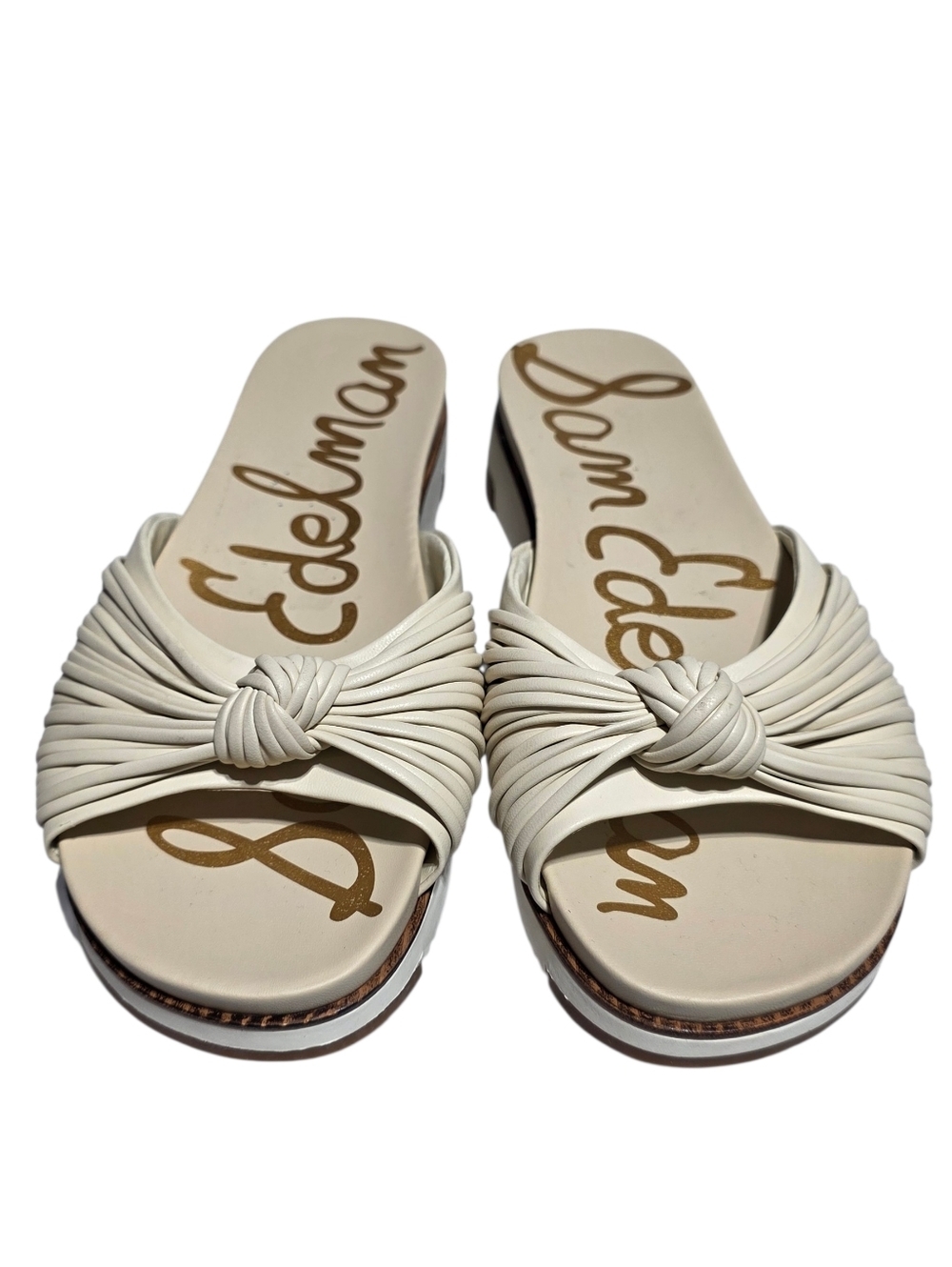 SAM EDELMAN ADRIEL KNOTTED PLATFORM SANDALS CREAM SZ 7.5 - Picture 9 of 12